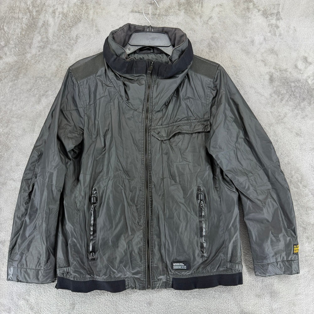 G-Star Raw Bomber Jacket Mens L S11-E01 GH Dark Gray Utilitarian Full Zip EUC